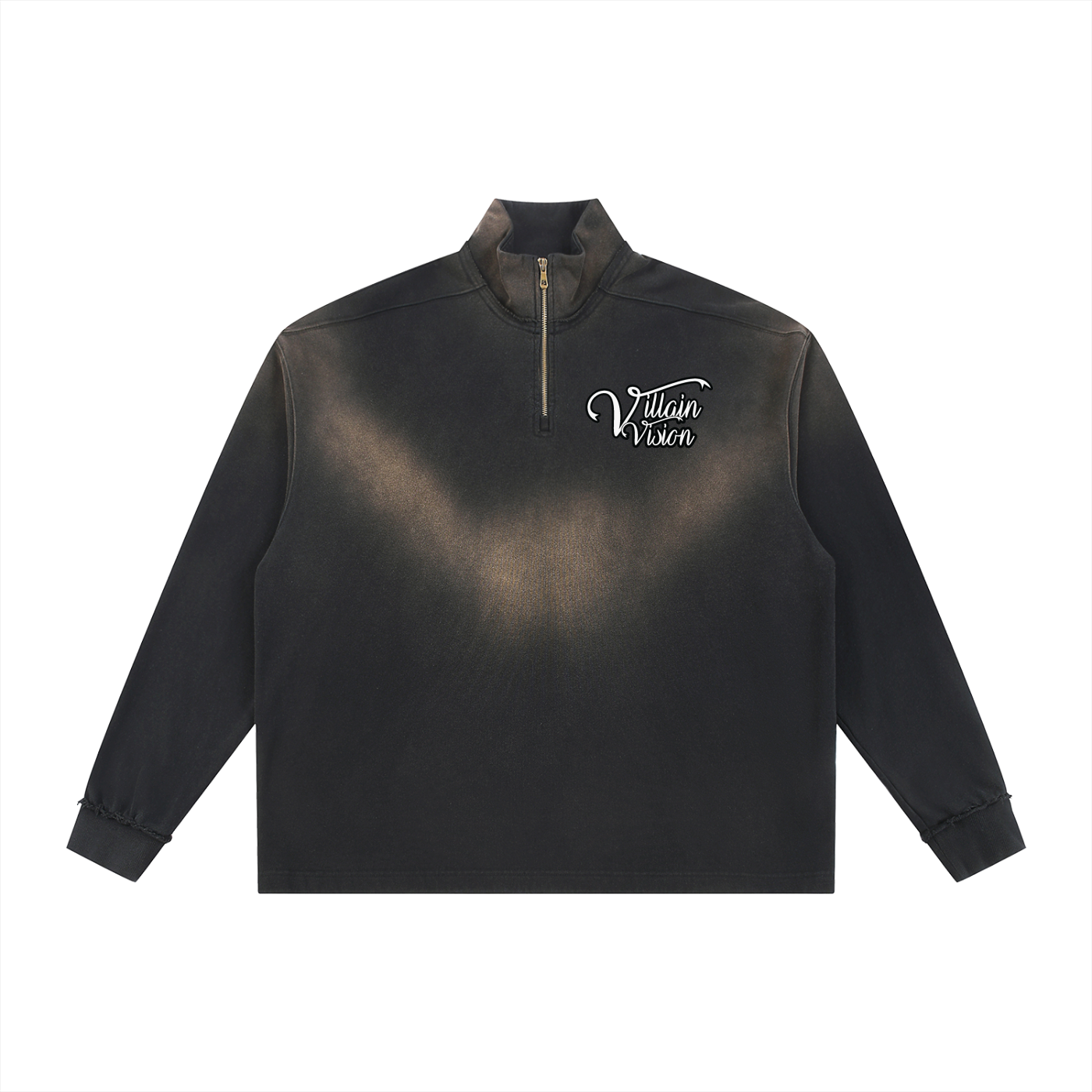 Sun Fade Raw Edge Quarter-Zip Sweatshirt