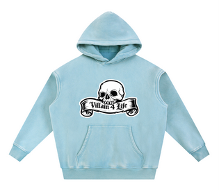 "Villain 4 Life" Snow Wash Fleece Oversize Hoodie