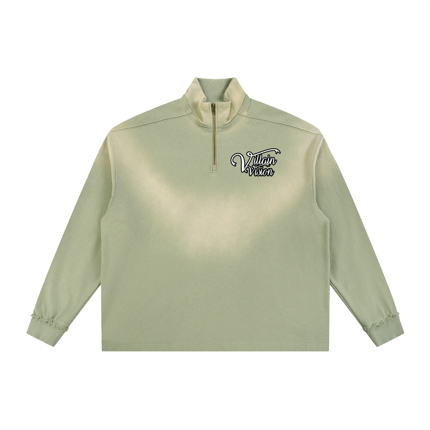 Sun Fade Raw Edge Quarter-Zip Sweatshirt