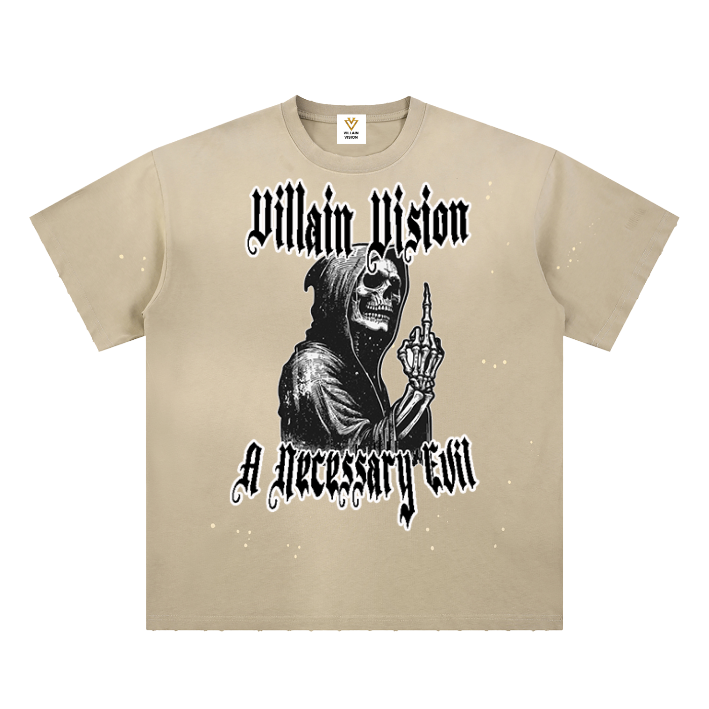 Hand-Frayed Sunfade Paint Splatter T-Shirt "Necessary Evil" Edition