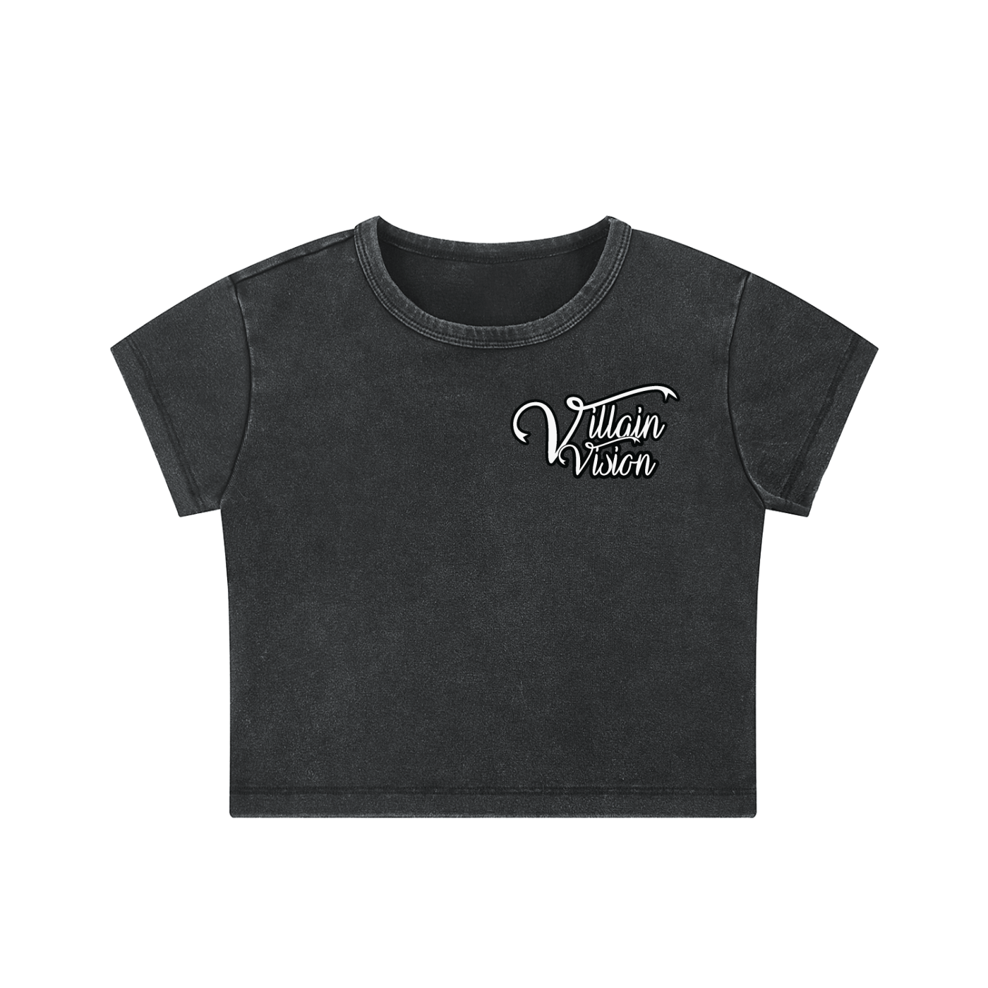 Snow Washed Cursive Crop Top