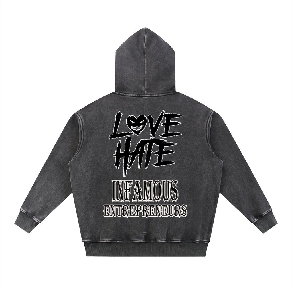 "Villain 4 Life" Snow Wash Fleece Oversize Hoodie