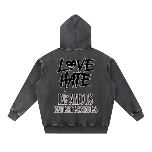 "Villain 4 Life" Snow Wash Fleece Oversize Hoodie