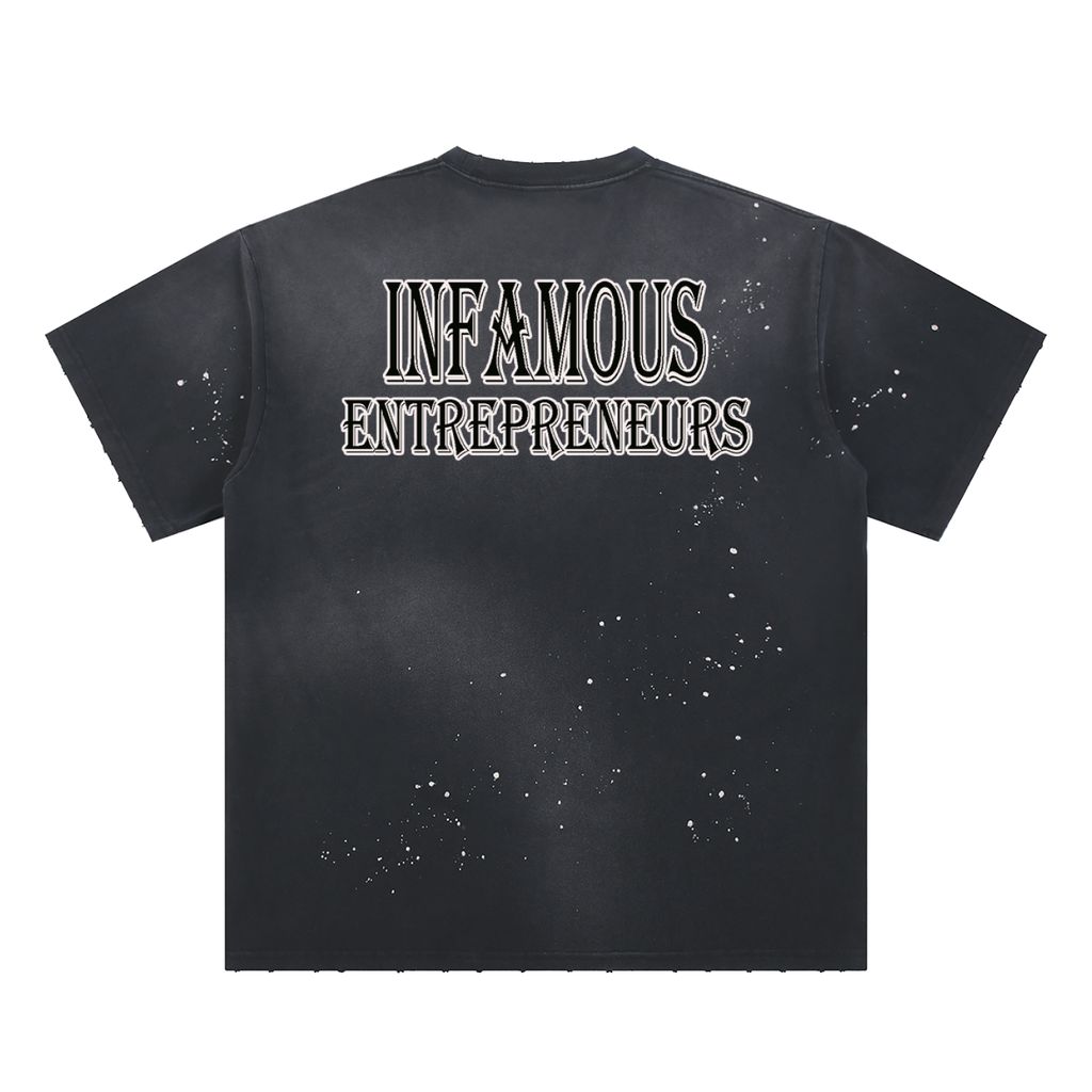 Hand-Frayed Sunfade Paint Splatter T-Shirt "Necessary Evil" Edition