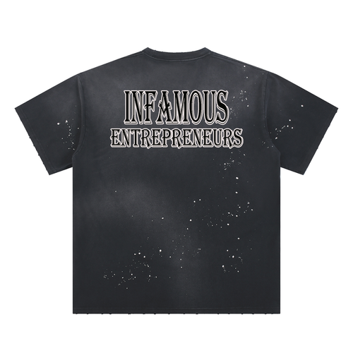 Hand-Frayed Sunfade Paint Splatter T-Shirt "Necessary Evil" Edition