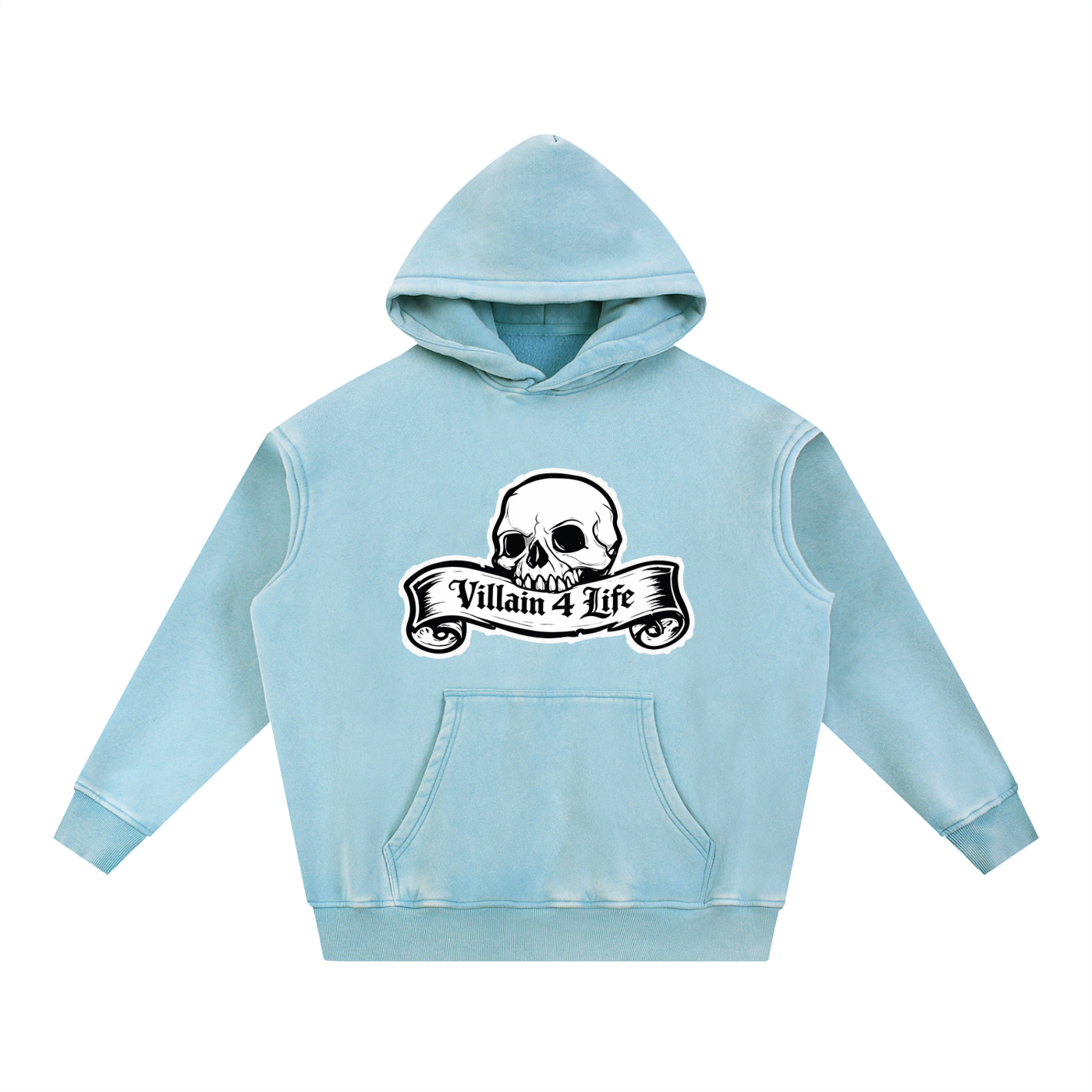 "Villain 4 Life" Snow Wash Fleece Oversize Hoodie