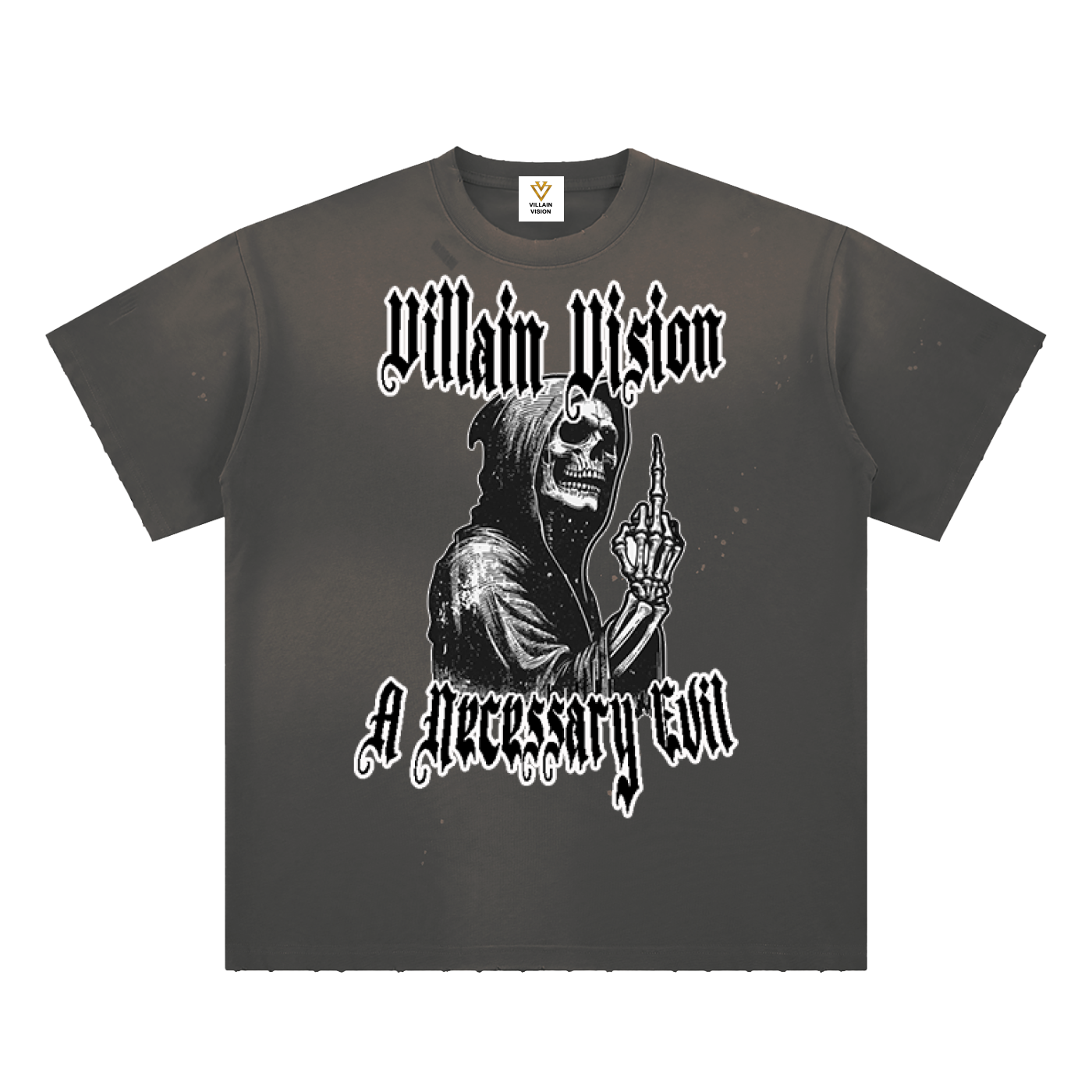 Hand-Frayed Sunfade Paint Splatter T-Shirt "Necessary Evil" Edition