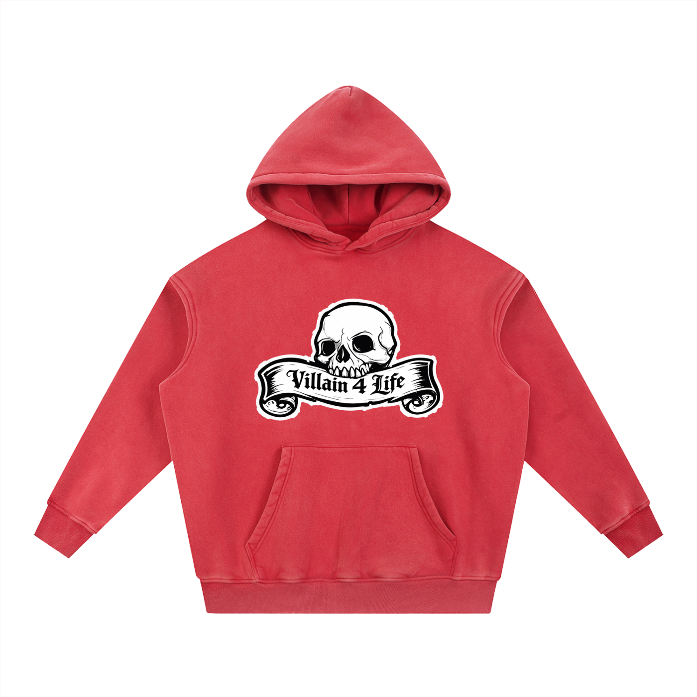 "Villain 4 Life" Snow Wash Fleece Oversize Hoodie