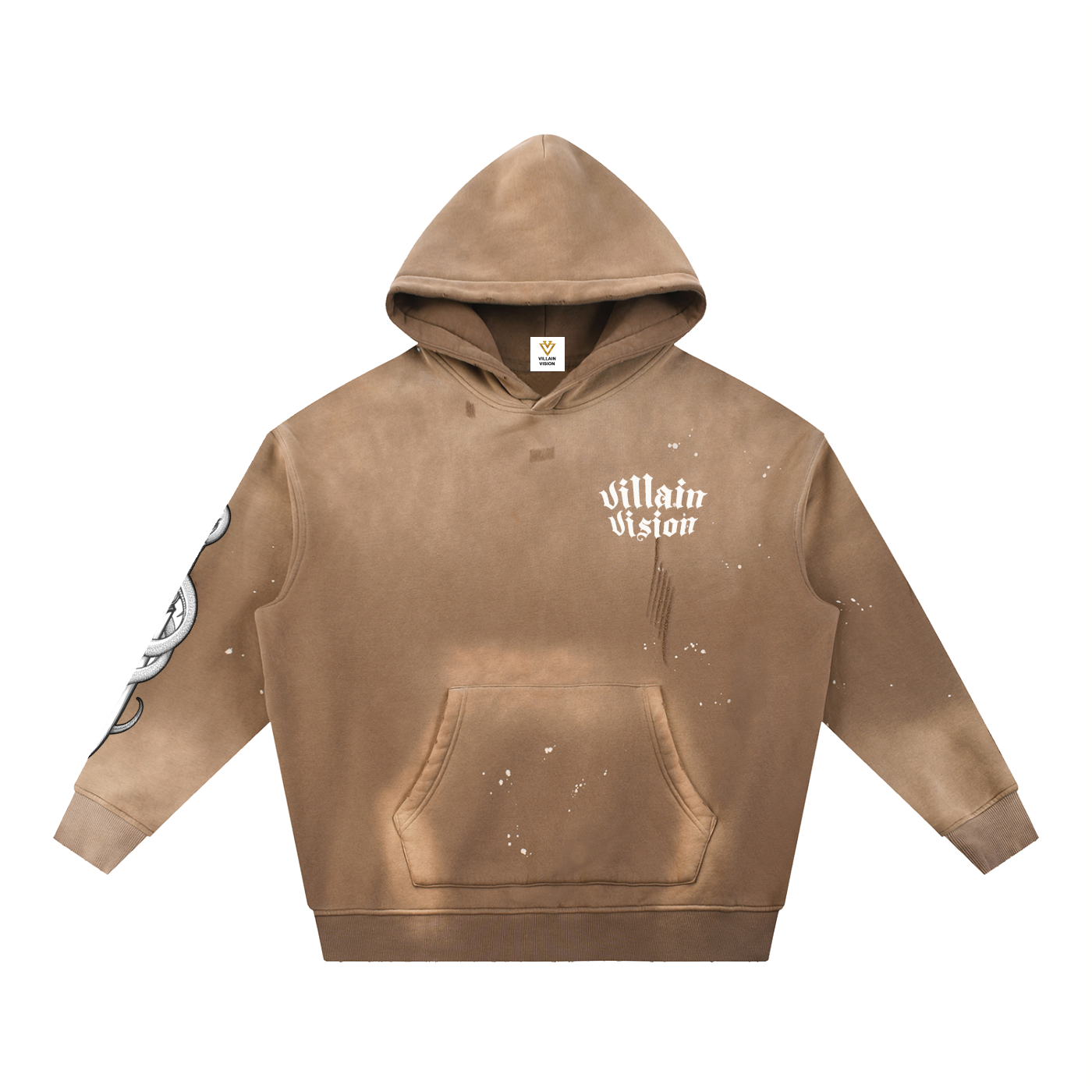 Vintage Washed Frayed Fleece Hoodie "Necessary Evil" Edition